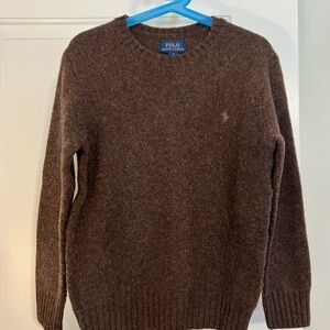 Polo by Ralph Lauren Classic Brown Crewneck Sweater with Elbow patch